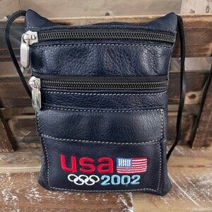 Vintage Roots Mini Leather Crossbody 2002 USA Olympics Y2K Embroidered Patriotic